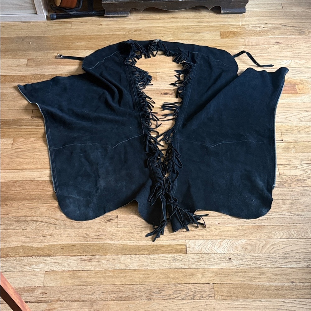 Black Fringe Suede leather chaps
